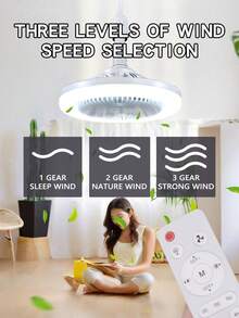 Ceiling Fan Light, With Light And Remote Control, Room Decoration, Full Direction Adjustable, E26 Lamp Holder Ceiling Fan Light, Fan 3 Speed Adjustable, 3 Color 3000-6500K Dimmable Smart Led Light, With Timing Night Light Function - one-size - View 5