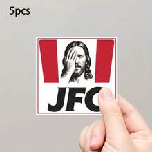 1/2/5 Peças Engraçado "JFC" Adesivo de Jesus, Decalque de Vinil Humorístico Cristão À Prova d'Água, Adequado para Carros, Motocicletas, Computadores, Telefones Celulares, Portas, Janelas, Paredes, Amantes de Gatos, Scrapbooking e Decoração - A - Visão 10