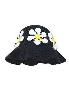 1pc Unisex Solid Color Polyester Hand-Knitted Crochet Beanie Hat, Bohemian Style Hollow Out Pleated Ruffle Edge - Multicolor 1 - View 16