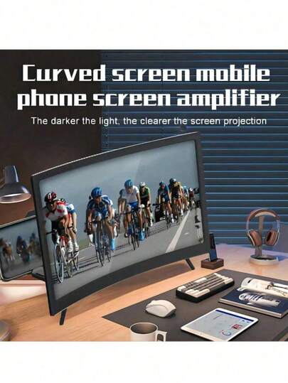 Black Basic Screen Magnifier Stand 1 HD Phone Screen Magnifier With Foldable Stand 10/12 Inch Desktop Video Magnifier Mother's Day Gift