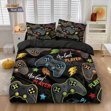 3pcs Video Game Controller Pattern Bedding Set (1 Duvet Cover + 2 Pillow Shams, No Filling), Soft & Breathable Polyester Fabric, Suitable For All Seasons, Easy Care, Fits Twin/Full Size, Suitable For Home, Dorm, Apartment, Hotel, Vacation, And Gift - Multicolor - View 7
