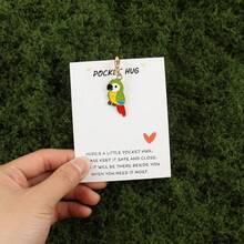 1pc/6pcs Vibrant, Cute, And Charming Parrot Crow Bird Keychains With Inspirational Pocket Hug Greeting Cards, Animal-Themed Design - Stylish Bag And Car Key Pendants, Perfect For Creative Birthday Wedding And Special Rewards Gifts - Multicolor - View 7