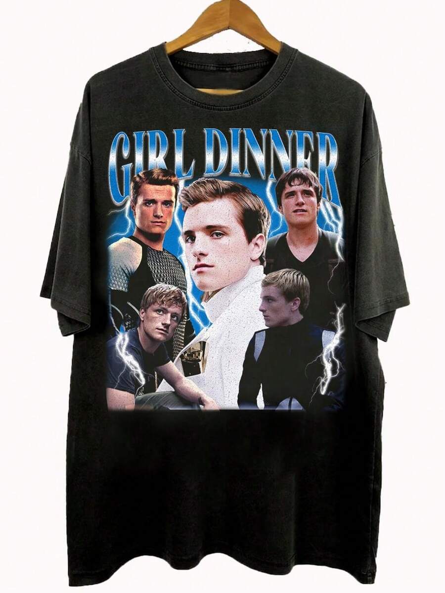 Vintage 90s Style B1Ootleg StY1Le JoS1H HutC1herS1on Girls' Dinner T1S1Hirt, JoS1H HutC1herS1on Unisex Men's And Women's Gift T1S1Hirt - 黑色 - 查看 1