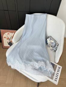 Chân váy dự tiệc dáng đuôi cá thanh lịch, thoải mái, đính ren của GMFP dành cho nữ, màu xanh nhạt, thích hợp cho mùa xuân/hè và mùa nghỉ lễ. - Rửa nhẹ - Xem 7