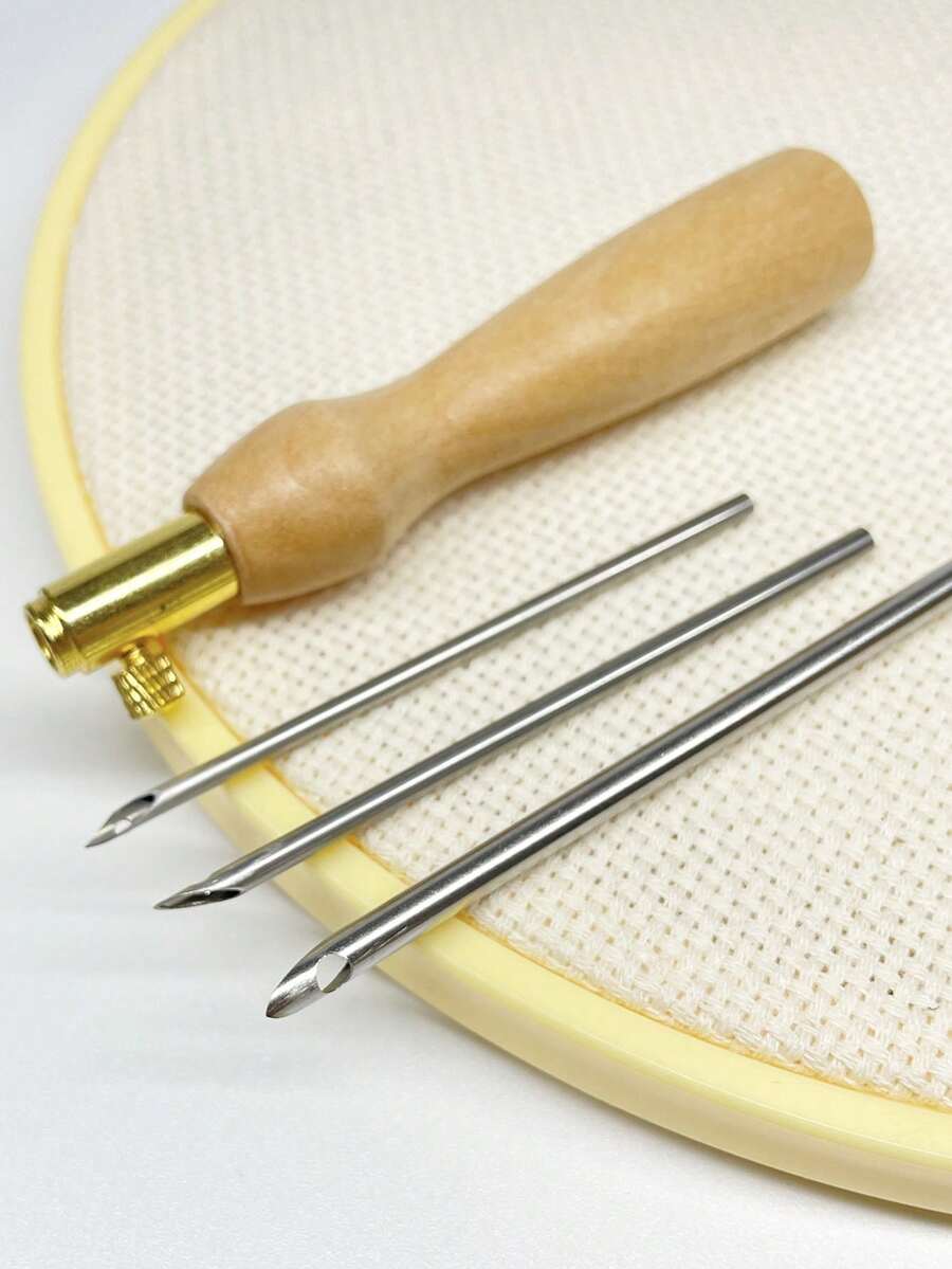 Punch Needle Embroidery Kit, 3 Interchangeable Needle Heads, Replaceable Design Suitable For Different Densities And Yarn Diameters, Applicable To Punch Needle Embroidery, Carpet Making And Handmade Gifts - Puncture Needle - View 1