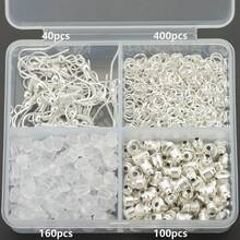 700件/盒 DIY耳环制作材料套装，包含鱼钩耳环配件、透明耳钉背扣、耳钉、开口圈，适用于珠宝制作、耳环钩、串珠材料、开口圈、子弹头耳钉背扣、吊坠连接器、闭合耳环圈及其他工艺材料 - 耳飾配件套裝(700pcs) - View 10