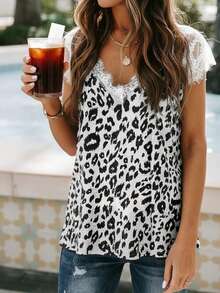 Women's Short Sleeve V-Neck Lace Blouse, 31490 - White - View 3