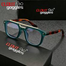1 chiếc kính bảo hộ CLOUT gọng vuông hai cầu, kính mắt thời trang nam nữ, nhẹ, thích hợp đeo hàng ngày đến văn phòng và dạo phố. - Phi công - Xem 1