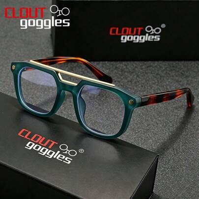 1 chiếc kính bảo hộ CLOUT gọng vuông hai cầu, kính mắt thời trang nam nữ, nhẹ, thích hợp đeo hàng ngày đến văn phòng và dạo phố.