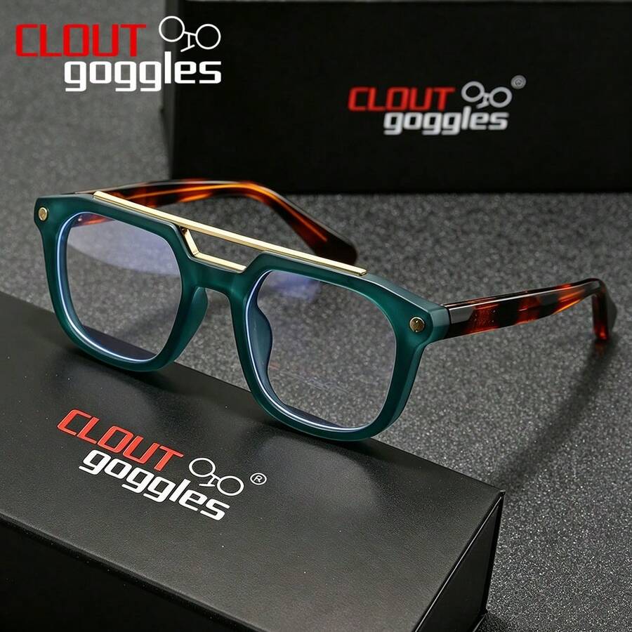 1 chiếc kính bảo hộ CLOUT gọng vuông hai cầu, kính mắt thời trang nam nữ, nhẹ, thích hợp đeo hàng ngày đến văn phòng và dạo phố. - Phi công - Xem 1