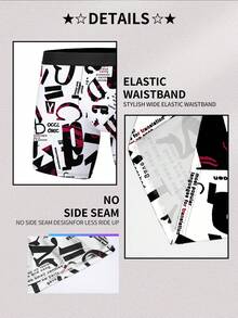 1pc Graffiti Letter Print Men's Boxer Briefs, Street Style Men's Underwear, Artistic Calligraphy Style Fashion Men's Underwear, Perfect For Daily Wear, Anniversary, Valentine's Day, Birthday, Wedding, Best Gift For Good Friends, Boyfriends, Husbands - Black - View 9