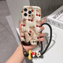 Funda de teléfono de Disney Mickey Mouse Clubhouse: Funda de teléfono suave con borde protector de patrón esponjoso 3D y un llavero de pulsera de Mickey gratis, Mickey, Minnie, Goofy, Donald Duck, Daisy Duck, Pluto, para Apple 17 Promax 17 Pro 16 15 14 13 12 11 Pro Max XS Max X XR Funda de verano - Blanco - Ver 1