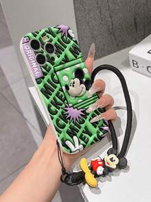 Disney Mickey Mouse Clubhouse Phone Case : 3D Fluffy Pattern Border Protector Phone Soft Phone Case With A Free Cute Mickey Bracelet Chain Lanyard, Mickey, Minnie, Goofy, Donald Duck, Daisy Duck, Pluto, For Apple 17 Promax 17 Pro 16 15 14 13 12 11 Pro Max XS Max X XR Soft Cover Summer Phone Case - trắng - Xem 4