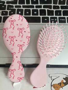 Portable Bowknot Print Hair Comb: Styling Tool Designed To Promote Blood Circulation And Relieve Scalp Tension, Suitable For Travel Use - Multicolor - View 7
