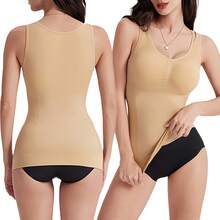 ZZL Top Reductor Básico Control de Abdomen, Camiseta Cami Sin Costuras Moldeadora de Cintura - Blanco - Ver 3