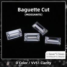 Rectangular Right Angle Moissanite, Right Angle Cut, Suitable For Making Pendants, Necklaces, Rings, Stud Earrings, Earrings, Jewelry Loose Stones - White - View 18