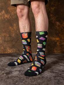 1/3 Pairs Book & Reading Themed Funny Mid-Calf Socks, Men's Novelty Socks, Creative & For Summer - Multicolor - View 4