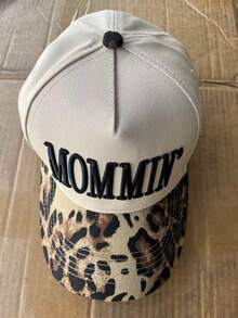 1 PC Mommin Trucker Hat For Women Embroidered Mom Fashion Leopard Print Baseball Cap Adjustable Canvas Vintage Hat For Casual Wear - Multicolor - View 9
