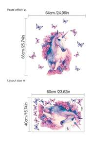 Watercolor Pink Unicorn & Butterfly Wall Stickers, Peel And Stick Wallpaper, She's Ready To POP! Wall Decal For Baby Nursery, Baby Shower Decorations, Gender Reveal Party Supplies, Baptism, Room Decor For Girls, Boys Room Decor, Cute Room Decor, Toddler Room Decor, Kids Bedroom, Girls Bedroom Stuff, Boys Room Stuff, Baby Girl Room Decor - Multicolor - View 13