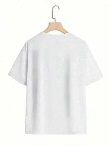 Camisetas gráficas, Camiseta de mujer con estampado de letras religiosas para el Día de San Valentín, estilo casual simple, camiseta de algodón puro pesado de 220g con cuello redondo para mujer (1 pieza), tops de algodón de verano. - Blanco - Ver 3