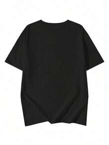 Women's Graphic Print T-Shirt, Lightweight Cotton, Summer, Japanese Style, Casual Loose Crew Neck, Short Sleeve Cartoon Print T-Shirt, Spring/Summer, Black, Oversized Women's T-Shirt, Graphic Print, 100% Pure Cotton - 黑色 - 查看 5