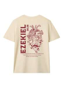 Camiseta holgada de fe cristiana para mujer, camiseta de cuello redondo cómoda y elástica impresa con "Ezequiel 36:26", corazón anatómico y versículo bíblico, religiosa estética viral, adecuada para la iglesia, el estudio bíblico, la comunión juvenil y la devoción diaria casual de verano Playeras Deportivas Para Mujer - Estilo - Ver 3