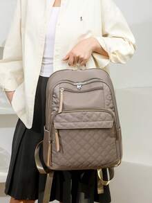 Mochila impermeable de gran capacidad, de moda y versátil - Caqui - Ver 2