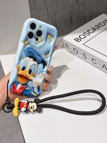 Disney Mickey Mouse Clubhouse Phone Case : 3D Fluffy Pattern Border Protector Phone Soft Phone Case With A Free Cute Mickey Bracelet Chain Lanyard, Mickey, Minnie, Goofy, Donald Duck, Daisy Duck, Pluto, For Apple 17 Promax 17 Pro 16 15 14 13 12 11 Pro Max XS Max X XR Soft Cover Summer Phone Case - 白色 - 查看 6