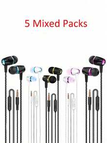 6pcs Wired In-Ear Headphones With Microphone, Compatible With Smartphones, IPads, MP3 And Most 3.5mm Interface Devices - Multicolor - View 4