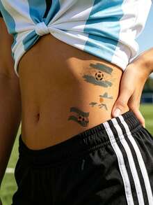 STARTTOOS 5pcs Multi-Country Flag Football Theme Temporary Tattoos - USA, France, Argentina, Mexico, Waterproof & Long-Lasting, World Cup Fan Cheering, Face/Arm/Body Decorative Stickers - Multicolor - View 4