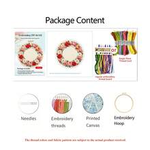 4 Sets Countryside Harvest, Floral Wreath, Fruit, Wind Chime Flower Embroidery Kits, DIY Handmade Craft Supplies For Beginners, Fresh Healing Home Decor - Multicolor - View 15