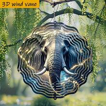 1pc 3D Elephant & Starry Wind Chime With Rotating Hook - 360° Rotating Iron Wind Spinner, 10 Inch Diameter For Indoor/Outdoor Garden Decor, Suitable For Wedding, Christmas, Party - Soothing Sound Effect, Battery/Power-Free, DIY Arch & Home Hanging Decor (Pendant Not Included), Random Style - A - View 4