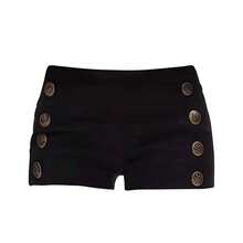Shorts Casuales Negros de Cintura Baja y Corte Ajustado para Mujer, Otoño Invierno, Nuevos, Sexys, con Hebilla Metálica de Br... - Pantalones cortos negros [alta calidad] - Ver 4