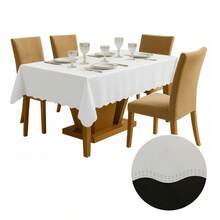 Toalha De Mesa 4 Lugares 1,50mt x 1,50mt Para Mesa Retangular De 4 Cadeiras - Branca - Branco - Visão 3