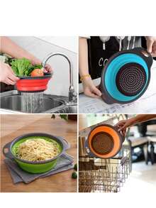 1pc Foldable Strainer Basket, Large/Small, Convenient Home Tool For Kitchen And Dining Room Vegetable And Fruit Cleaning, Quick Drainage - M - View 5