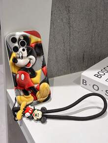 Disney Mickey Mouse Clubhouse Phone Case : 3D Fluffy Pattern Border Protector Phone Soft Phone Case With A Free Cute Mickey Bracelet Chain Lanyard, Mickey, Minnie, Goofy, Donald Duck, Daisy Duck, Pluto, For Apple 17 Promax 17 Pro 16 15 14 13 12 11 Pro Max XS Max X XR Soft Cover Summer Phone Case - 白色 - 查看 5