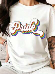 1 Women's Pride Rainbow Graphic T-Shirt, Unisex, To Celebrate LGBTQ Pride Month, Support T-Shirt, Casual Wear For Pride Day, 180g, 100% Cotton. - 白色 - 查看 7