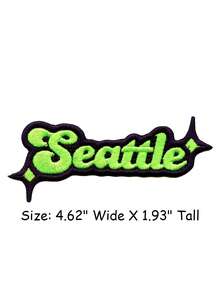 1 miếng vá logo Seattle Sparkle Script màu xanh neon/xanh navy, thêu hình logo bóng đá, có thể ủi lên quần áo. - Nhiều màu - Xem 3