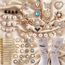 55pcs Gold Sparkling Sock Accessories Set - Pearl & Rhinestone Brooches, For Socks, Shoes, Hats | Perfect Decoration Choice (No Box) Dress Accessories Pin For Clothes Bag Charm School Office Accessories Shirts Jacket Jewelry Christmas Halloween Clothes Pin Funny Cute Teacher Gifts - Multicolor - View 11