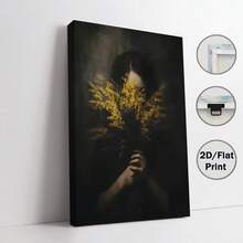 Tranh nghệ thuật không khung phong cách Gothic Dark Academia cổ điển, chân dung nữ không lộ mặt - Tranh treo tường bằng vải canvas chống thấm nước với bó hoa vàng, phong cách trang trí hiện đại cổ điển cho phòng khách, phòng ngủ, phòng tắm, văn phòng, nhà bếp, hành lang - Ý tưởng quà tặng độc đáo, tranh trang trí văn phòng, bản in chất lượng cao. - Nhiều màu - Xem 16