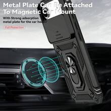 Ốp lưng điện thoại có vòng xoay 360° bảo vệ ống kính, chống rơi vỡ, tương thích với Apple 11/12/13/14/15/16 Pro Max, Galaxy S22/23/24/25+ và A04/A05/A14/A15/A24/A25/A34/A54/A56/A36/A26 - Màu đen / Bao gồm dây đeo - Xem 4