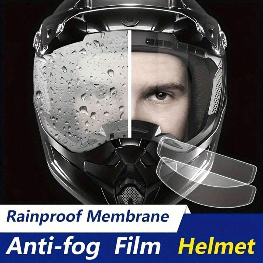 2pcs Motorcycle Helmet Anti-Fog Anti-Rain Film - Durable PET Nano Coating, Clear Vision, Suitable For All Bicycle Helmets, For Adult Use Only - Rainproof Film and Anti-fog Film - View 1