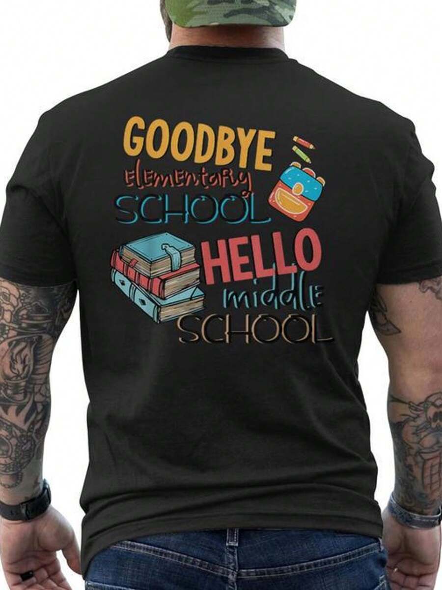 Men's Graduation T-Shirt With Back Print - 100% Comfortable And Breathable Fabric, Casual Short Sleeve T-Shirt With Round Neck And Back Design For Graduation Parties, Proms, Events - Essential Garment For Daily Use Of Male Graduates, Loose And Comfortable For Summer. - Black - View 1