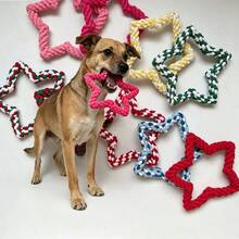 1Pc Star Shaped Dog Rope Chew Toy, Durable Five-Pointed Star Knot Toy For Aggressive Chewers, Tough Bite-Resistant Interactive Tug Of War Toy For Small/Medium Dogs, Teeth Cleaning & Boredom Relief Pet Training Toy - Multicolor - View 4