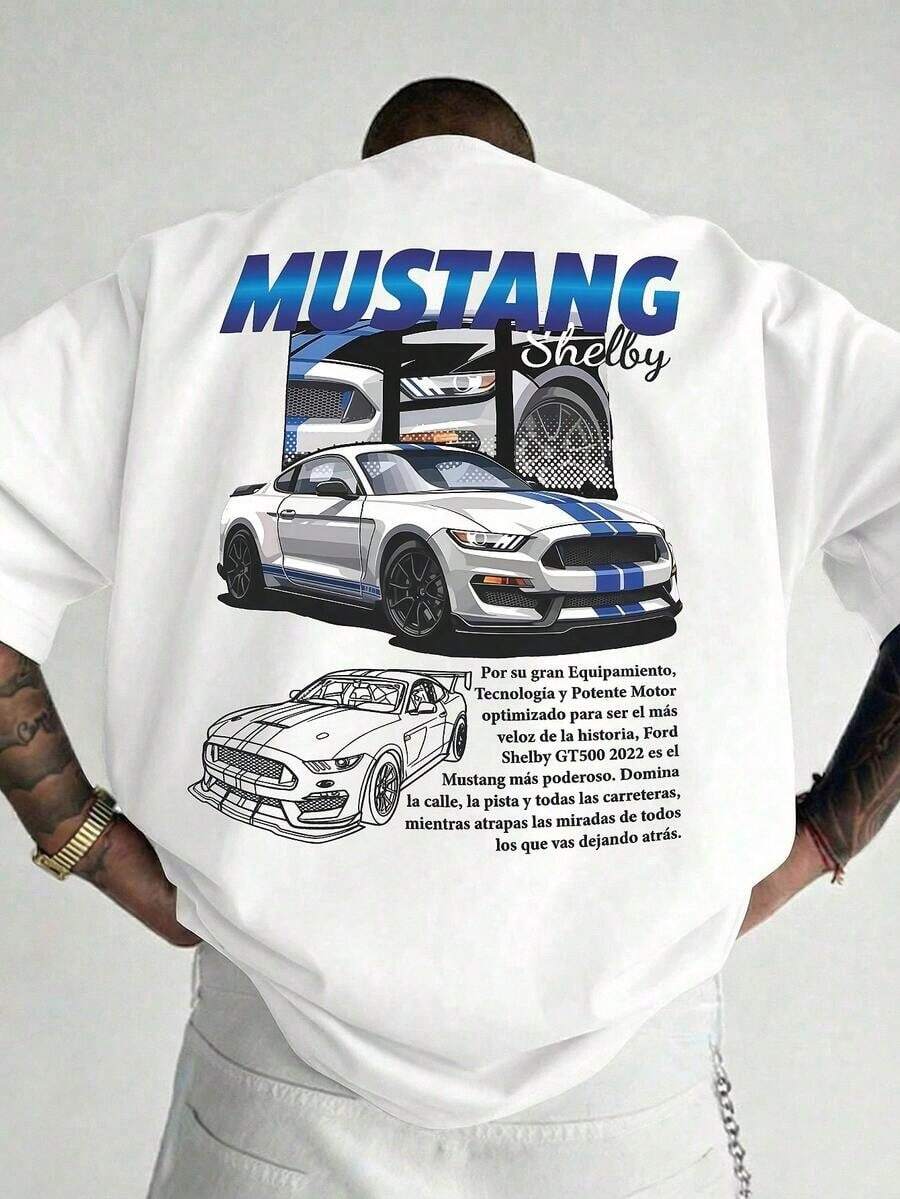 1 pieza Camiseta de manga corta holgada con estampado de moda para hombre | Diseño exquisito | Esencial de verano | Fácil de combinar, muestra tu estilo - Blanco - Ver 1