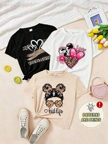 camisetas mujer corte Prenda individual, no un conjunto de 3 piezas, 1 piezas/set de camisetas de manga suitable for streetwear, Top oversized cuello redondo daily outings, camping, concerts, hip-hop, rock, and rap events manga corta corte cuello redondo tshirt dama - Blanco - Ver 1