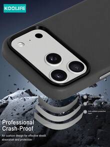 Koolife 单件装 PU 皮革纹理手机壳，PC+TPU 防震保护套，兼容 MagSafe，金属镜头边框和独立按键，防刮防指纹设计，兼容 Apple 17/17 Pro/17 Pro Max - 灰色 - 查看 9