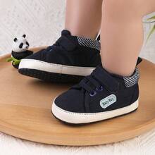 1 par de zapatos deportivos casuales de lona de unicolor con diseño de para niños pequeños, adecuados para bebés de 0 a 1 año, aptos para primavera, otoño e invierno - Azul - Ver 10