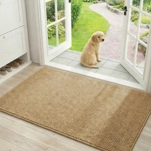 1pc Machine Washable Non Slip Doormat,Soft Absorbent And Stain Resistant Kitchen Rugs For Sink Hallway Bathroom And Laundry - Camel - View 2