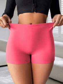 Women High Waist Seamless Safety Shorts For Women Ice Silk Safety Pants Shorts For Women Boyshorts Knickers Shorts Panties Boxers Yoga Short - Hot Pink - View 3